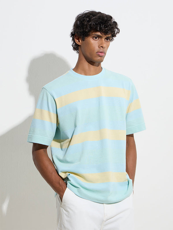 Nuon Multicolour Striped Relaxed-Fit Cotton-Blend T-Shirt
