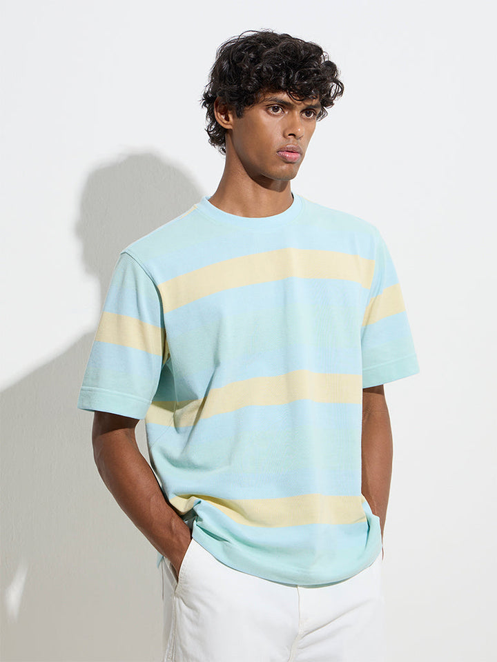 Nuon Multicolour Striped Relaxed-Fit Cotton-Blend T-Shirt