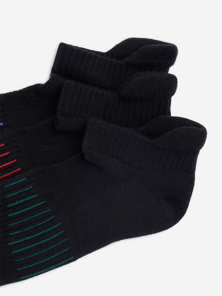 WES Lounge Black Cotton-Blend Trainer Socks - Pack of 3