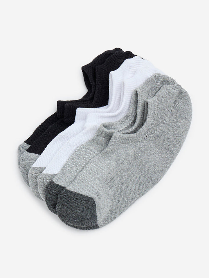 WES Lounge Black No-Show Cotton-Blend Socks - Pack of 3