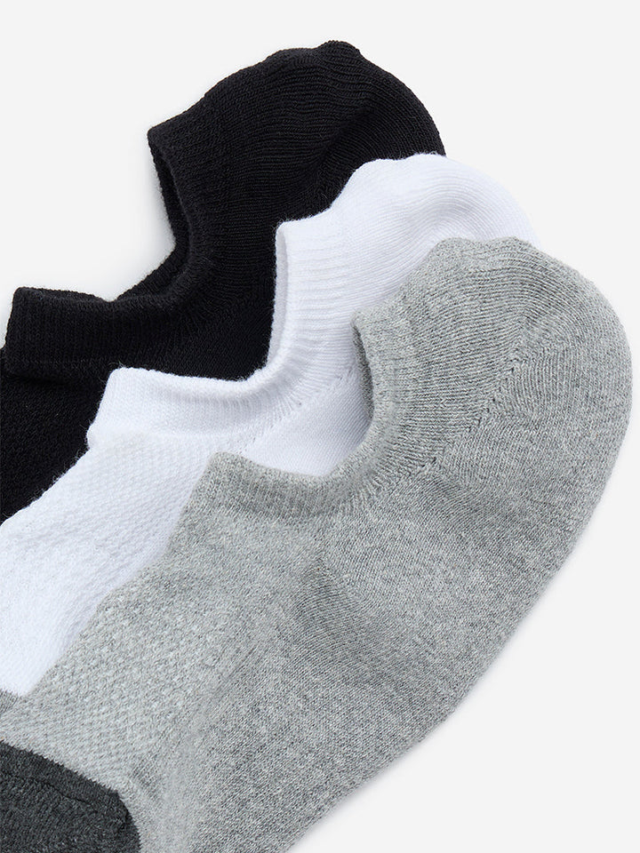 WES Lounge Black No-Show Cotton-Blend Socks - Pack of 3