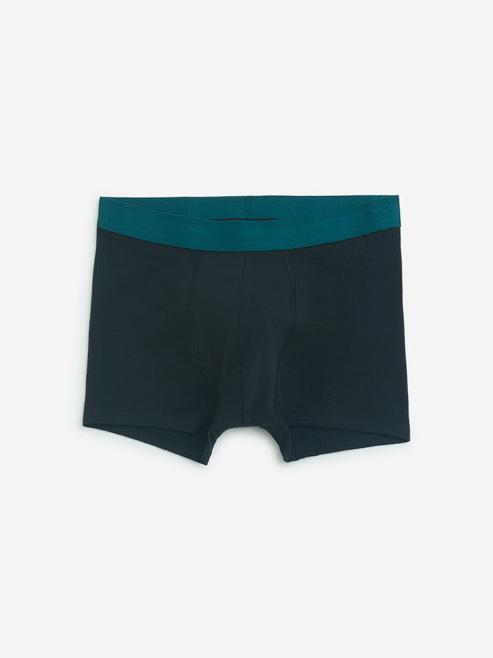 WES Lounge Black Solid Cotton Trunks- Pack of 3