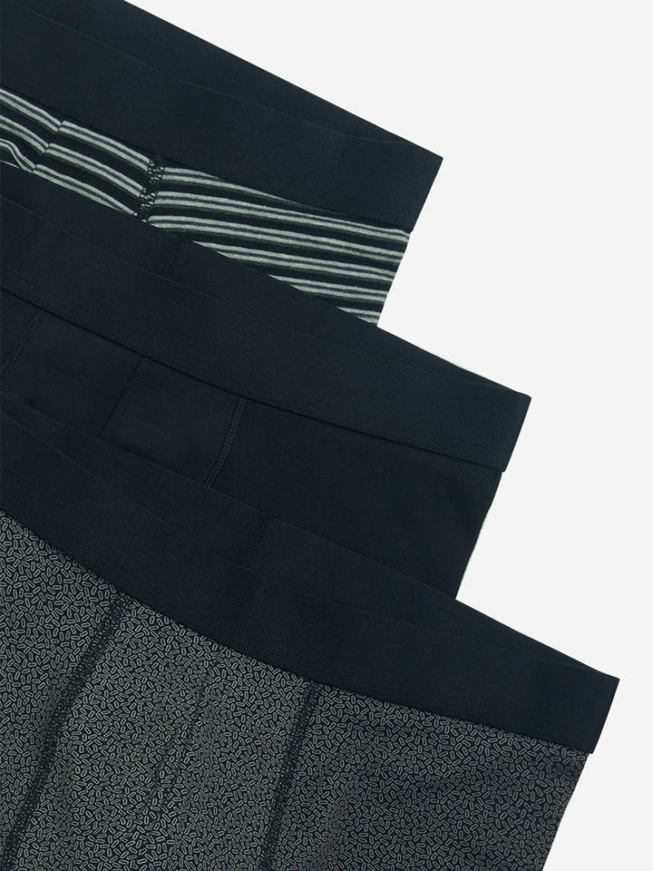 WES Lounge Black Cotton-Blend Trunks - Pack of 3