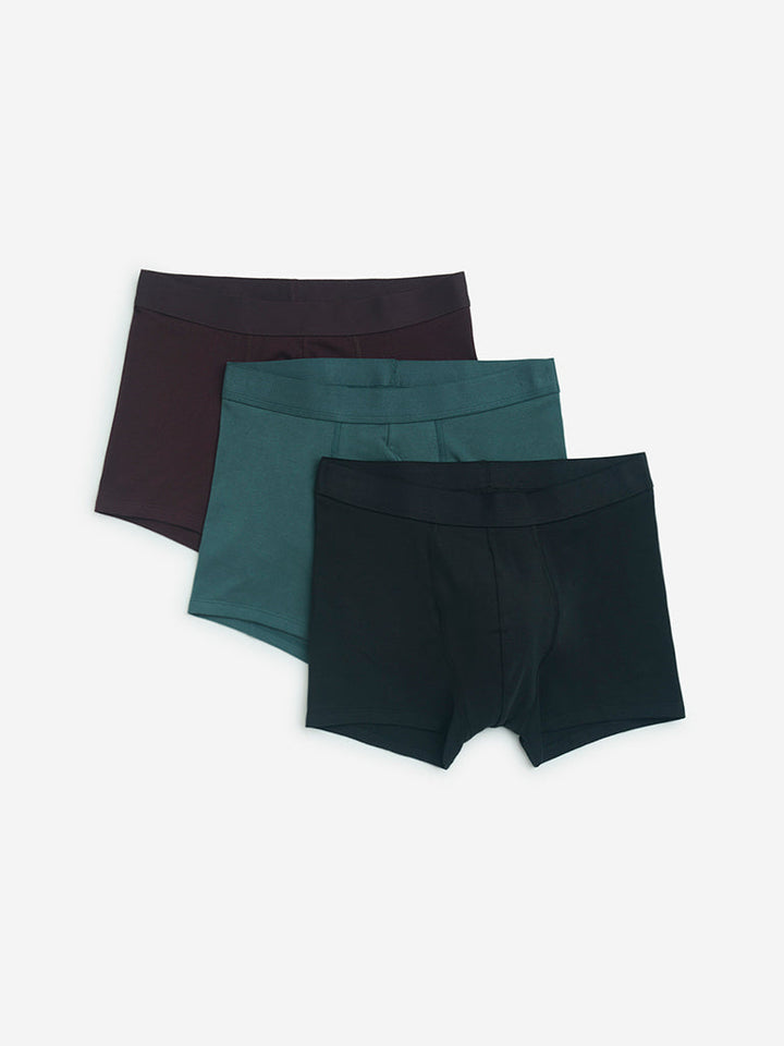 WES Lounge Maroon Cotton Trunks- Pack of 3