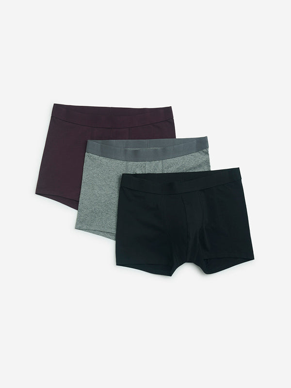 WES Lounge Multicolour Cotton Trunks- Pack of 3