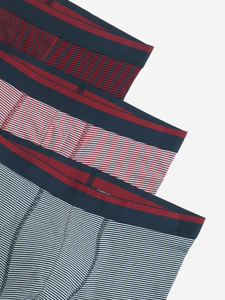 WES Lounge Red Striped Cotton Trunks- Pack of 3