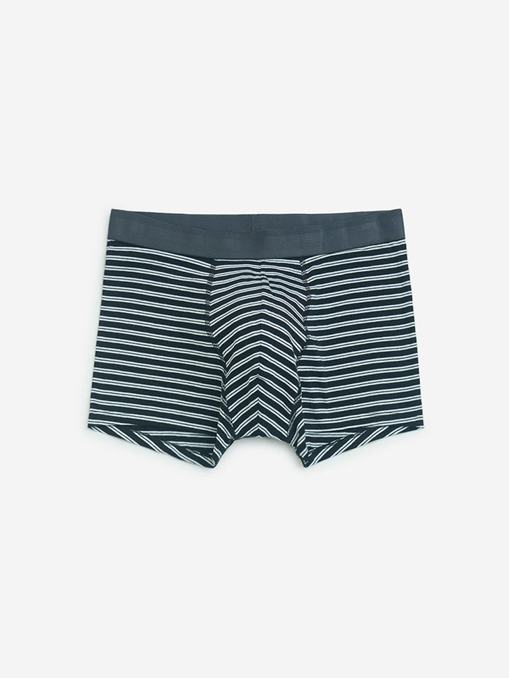 WES Lounge Black Striped Cotton Trunks- Pack of 3