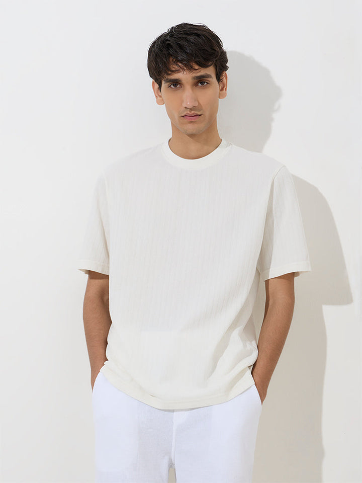 WES Lounge Off-White Relaxed-Fit Cotton-Blend T-Shirt