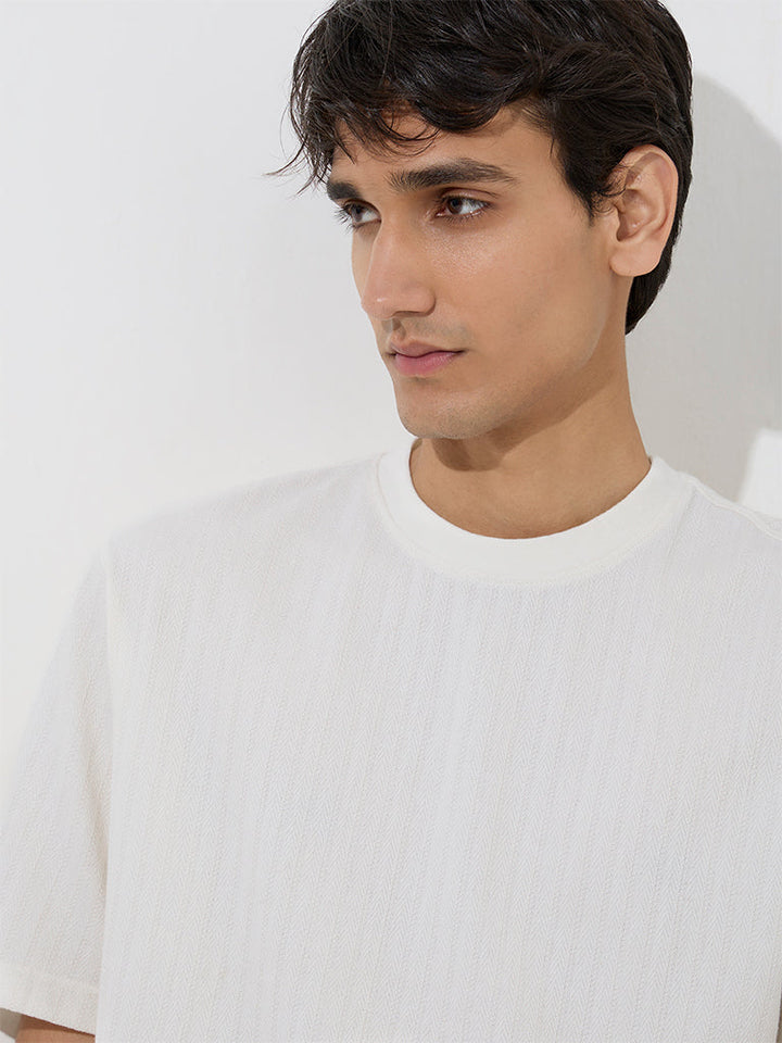 WES Lounge Off-White Relaxed-Fit Cotton-Blend T-Shirt