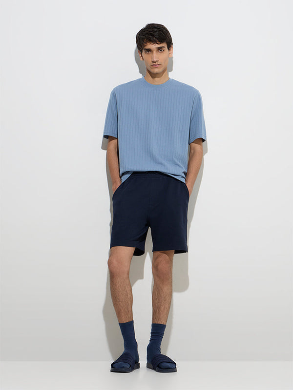 WES Lounge Dusty Blue Relaxed-Fit Cotton-Blend T-Shirt