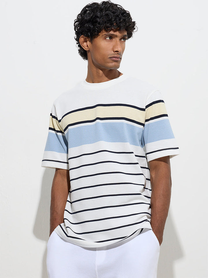 WES Lounge Off-White Relaxed-Fit Cotton-Blend T-Shirt
