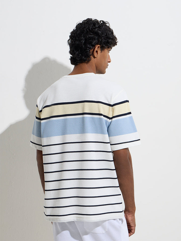 WES Lounge Off-White Relaxed-Fit Cotton-Blend T-Shirt