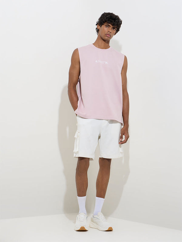 Studiofit Light Pink Relaxed-Fit Cotton-Blend T-Shirt