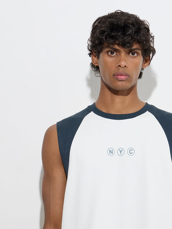 Studiofit White Relaxed-Fit Cotton-Blend T-Shirt