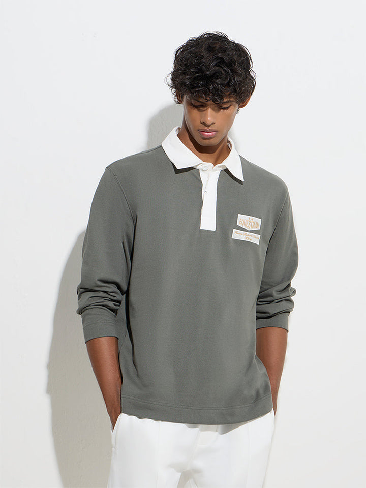 Studiofit Olive Relaxed-Fit Cotton-Blend Sweatshirt