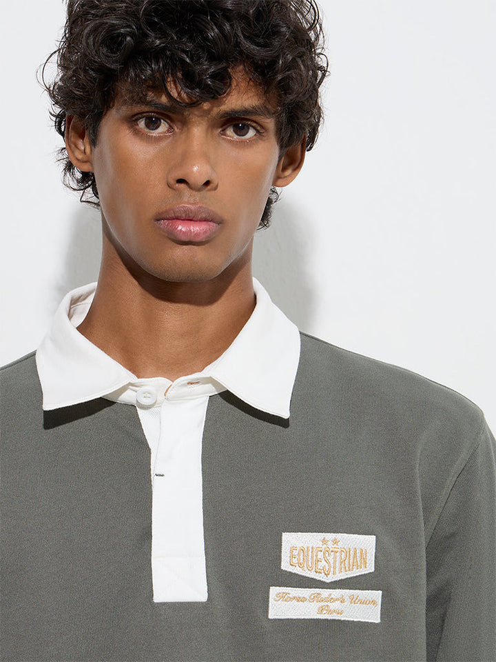 Studiofit Olive Relaxed-Fit Cotton-Blend Sweatshirt