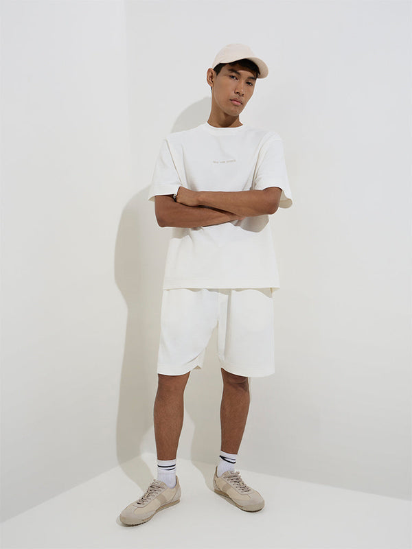 Studiofit White Crinkled Relaxed-Fit Cotton-Blend Shorts