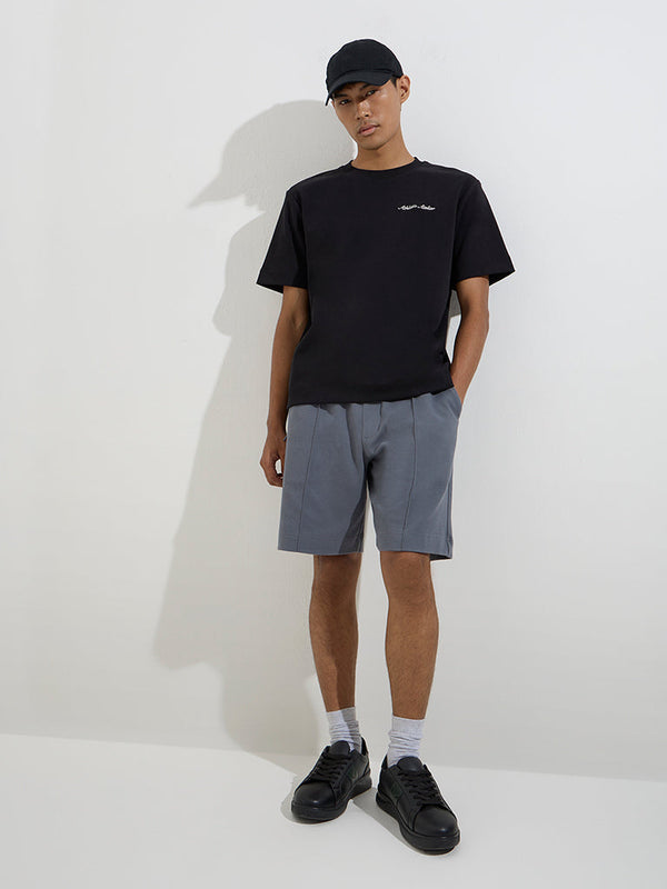 Studiofit Dark Grey Relaxed-Fit Cotton-Blend Shorts