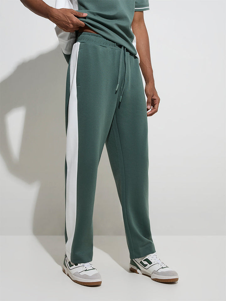 Studiofit Green Relaxed-Fit Cotton-Blend Track Pants