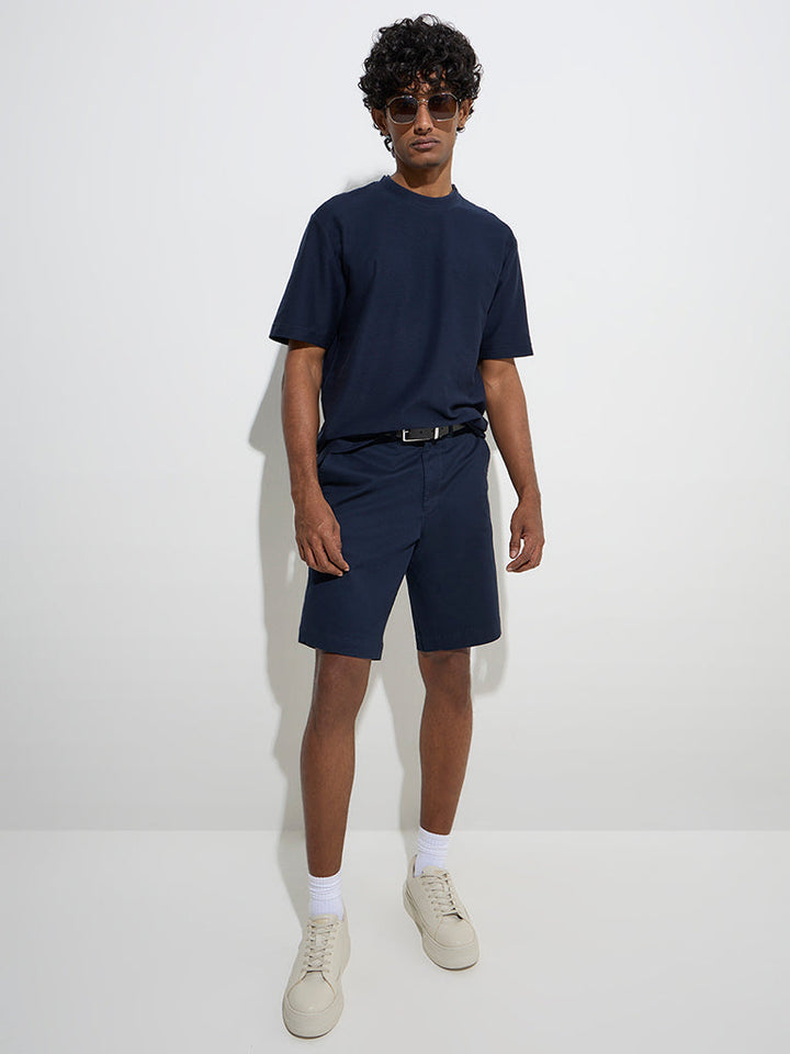 WES Casuals Navy Relaxed-Fit Cotton-Blend T-Shirt