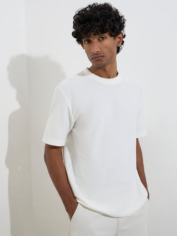 WES Casuals Off-White Relaxed-Fit Cotton-Blend T-Shirt