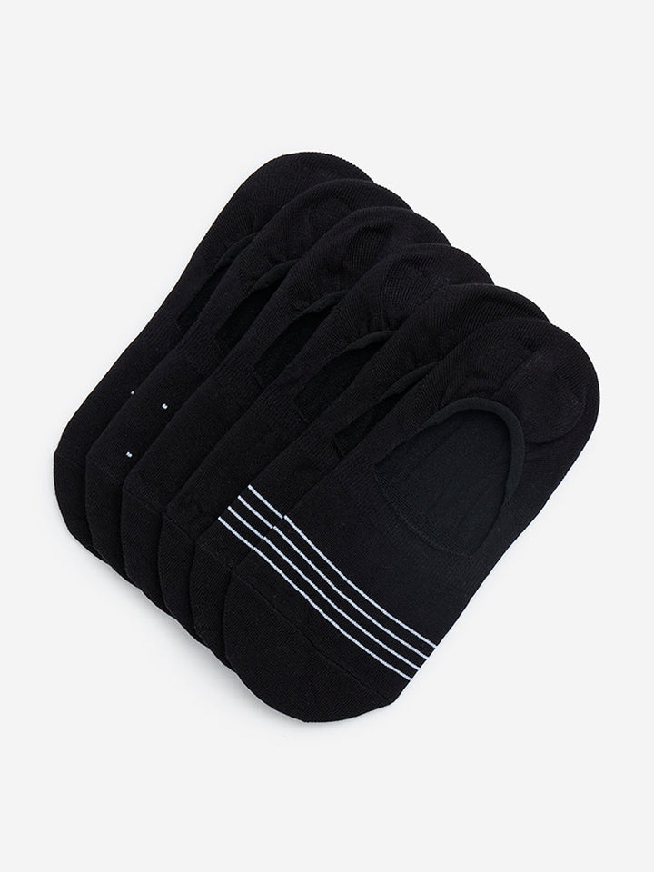 WES Lounge Black No-Show Cotton-Blend Socks - Pack of 3