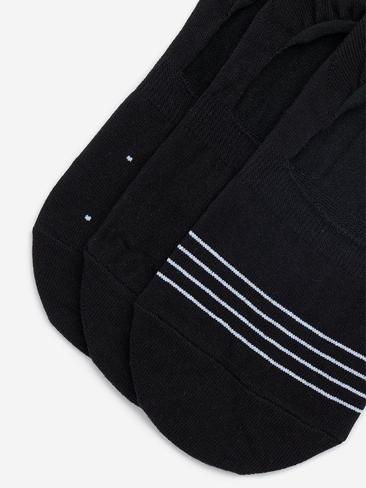 WES Lounge Black No-Show Cotton-Blend Socks - Pack of 3