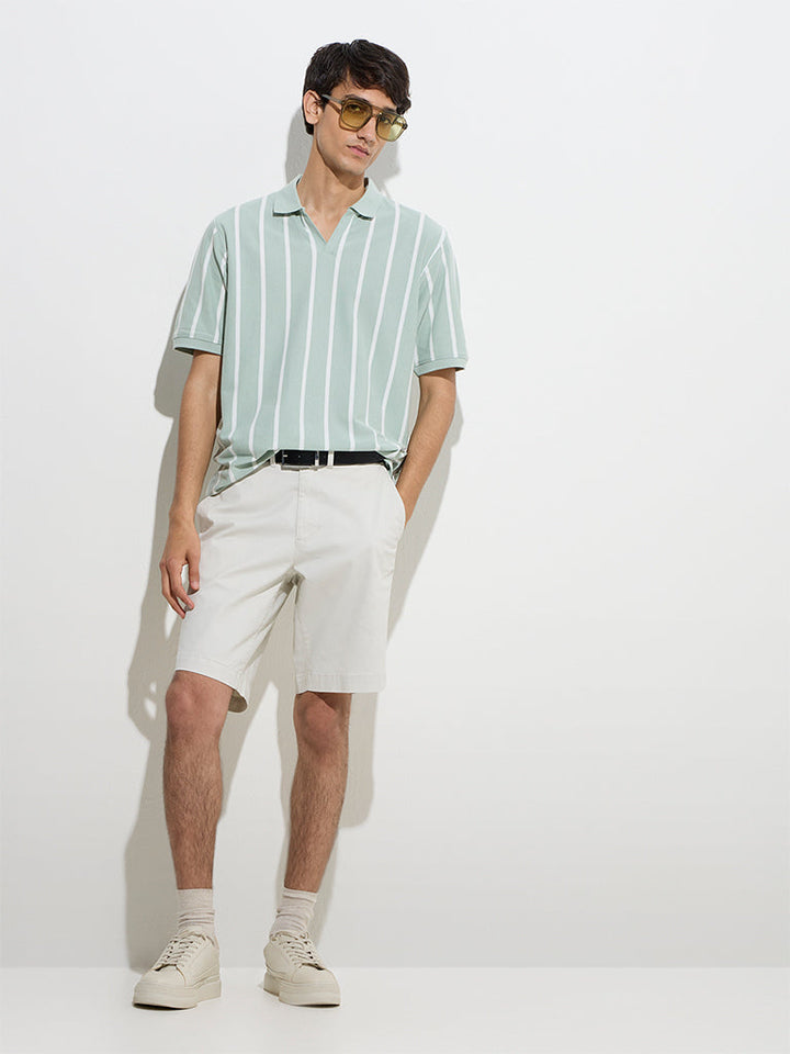 WES Casuals Green Relaxed-Fit Cotton-Blend Polo T-Shirt