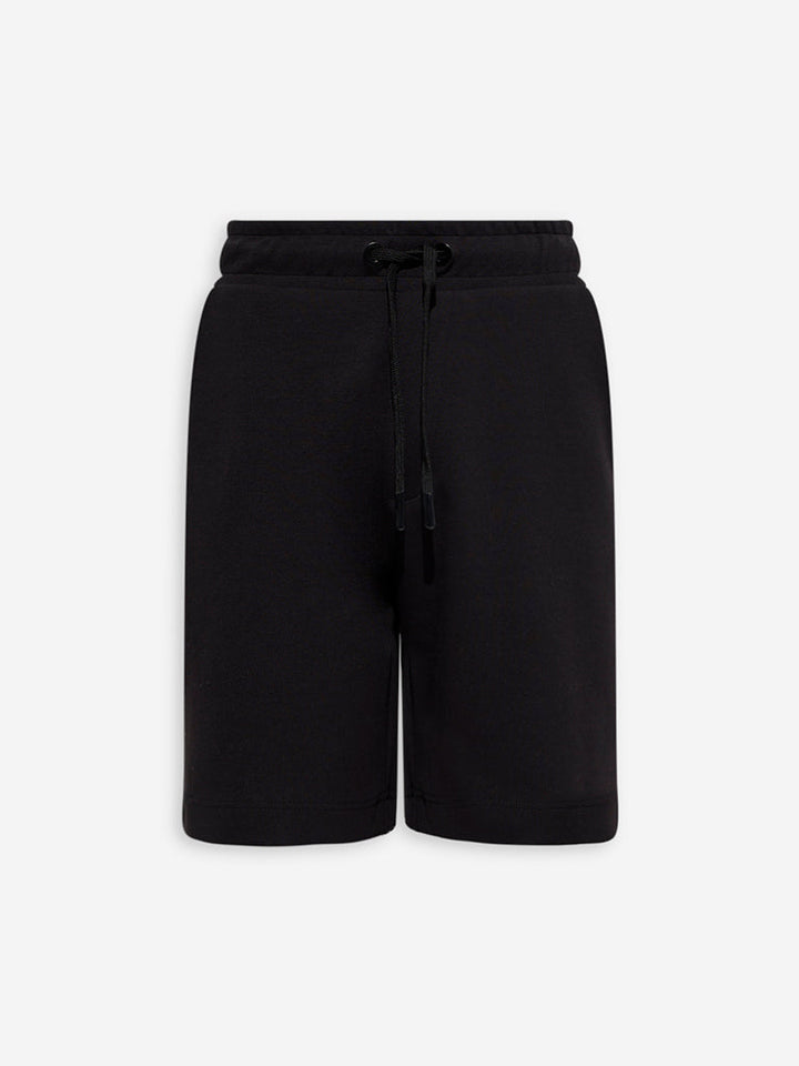 Studiofit Black Relaxed-Fit Mid-Rise Cotton-Blend Shorts
