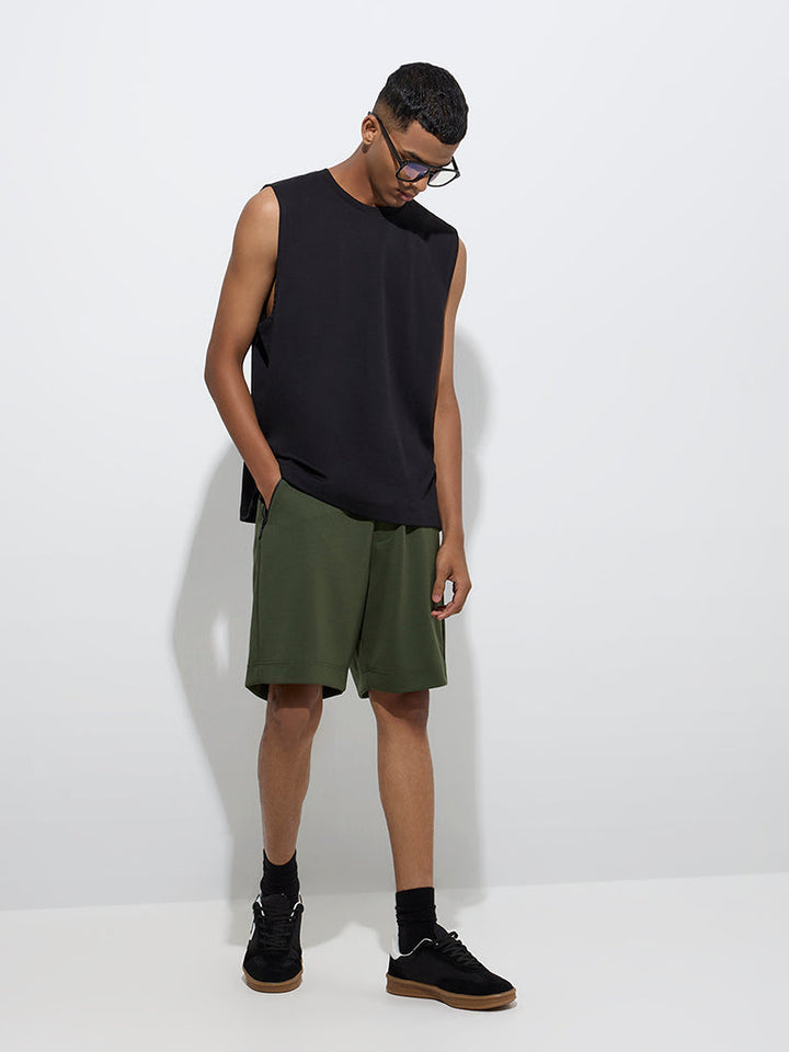 Studiofit Olive Relaxed-Fit Mid-Rise Shorts