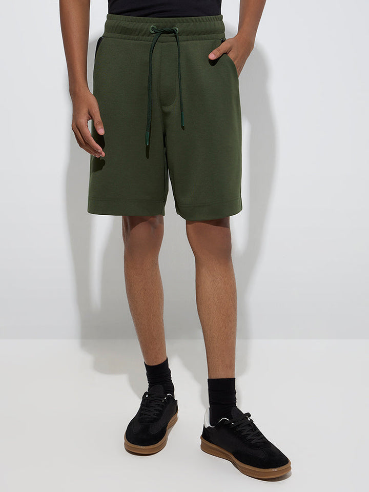 Studiofit Olive Relaxed-Fit Mid-Rise Shorts