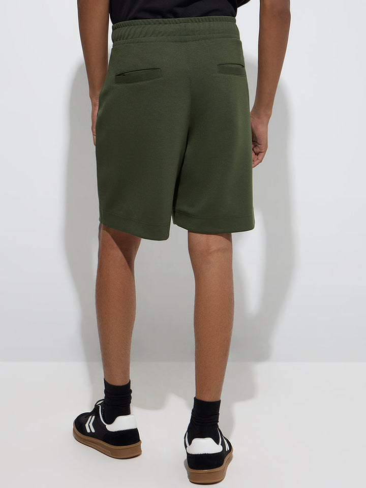 Studiofit Olive Relaxed-Fit Mid-Rise Shorts