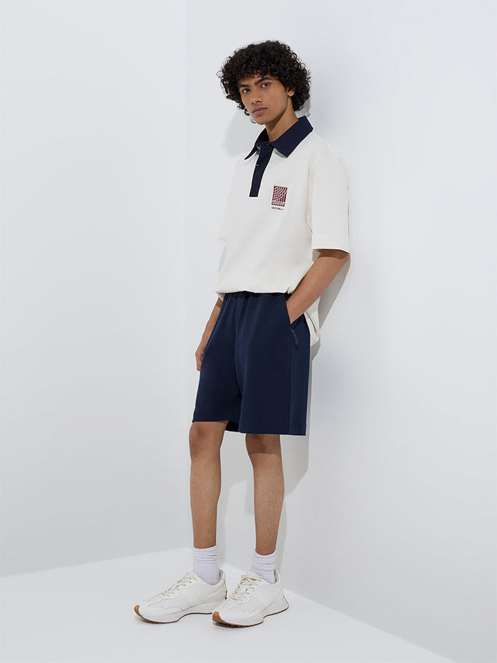 Studiofit Off-White Relaxed-Fit Cotton-Blend Polo T-Shirt
