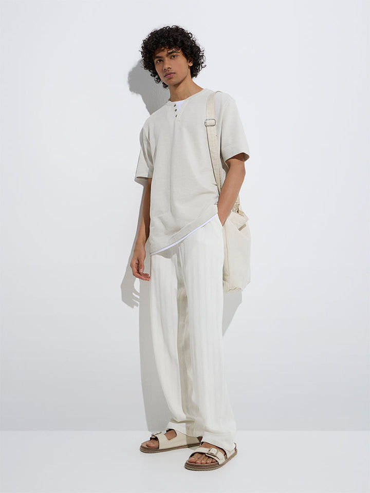 ETA Off-White Self Relaxed-Fit Mid-Rise Cotton Chinos