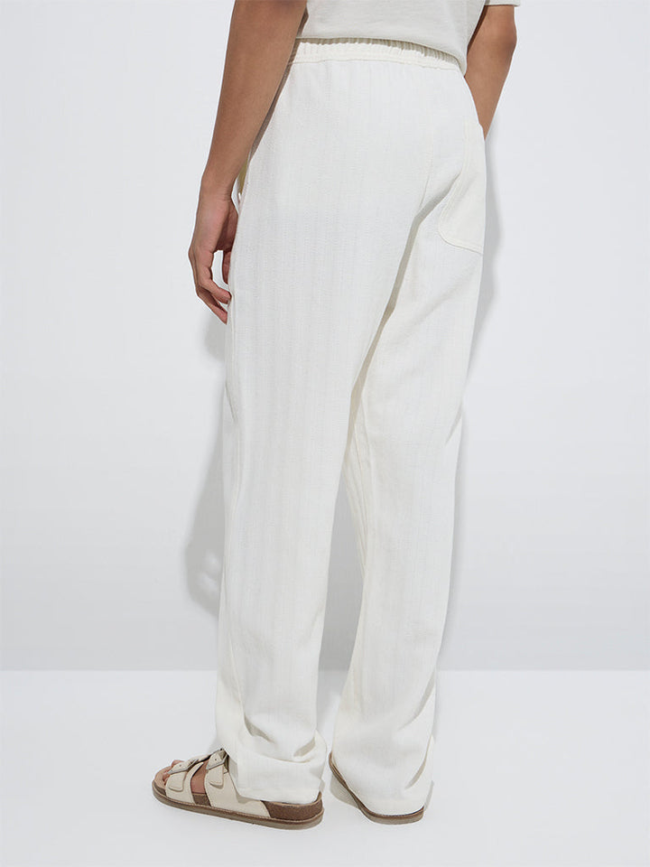 ETA Off-White Self Relaxed-Fit Mid-Rise Cotton Chinos