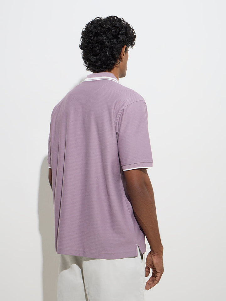 WES Casuals Lilac Relaxed-Fit Quarter-Zip T-Shirt