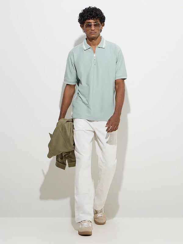 WES Casuals Mint Relaxed-Fit Quarter-Zip T-Shirt