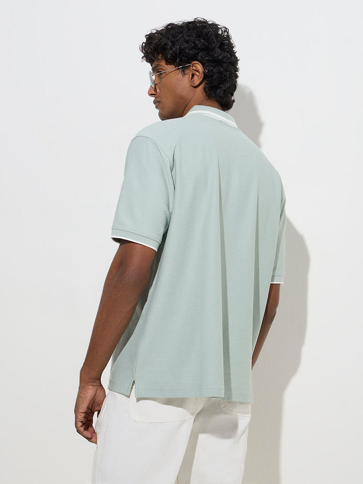 WES Casuals Mint Relaxed-Fit Quarter-Zip T-Shirt