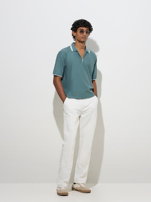 WES Casuals Teal Relaxed-Fit Quarter-Zip T-Shirt