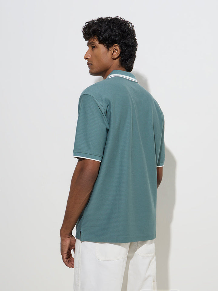 WES Casuals Teal Relaxed-Fit Quarter-Zip T-Shirt
