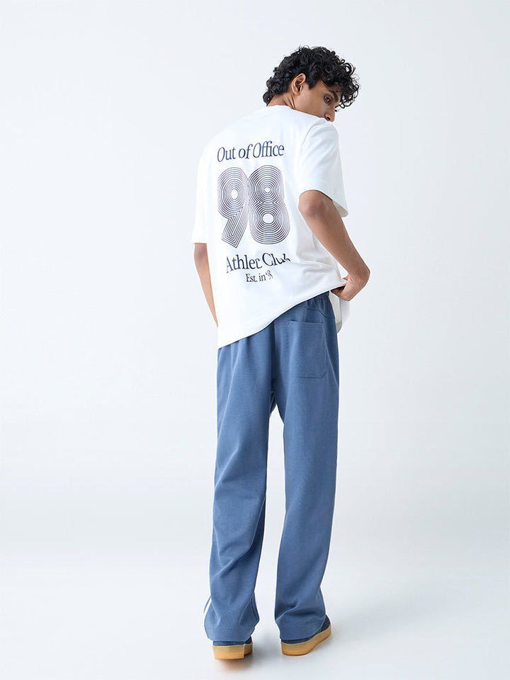 Studiofit Dusty Blue Relaxed-Fit Cotton-Blend Track Pants