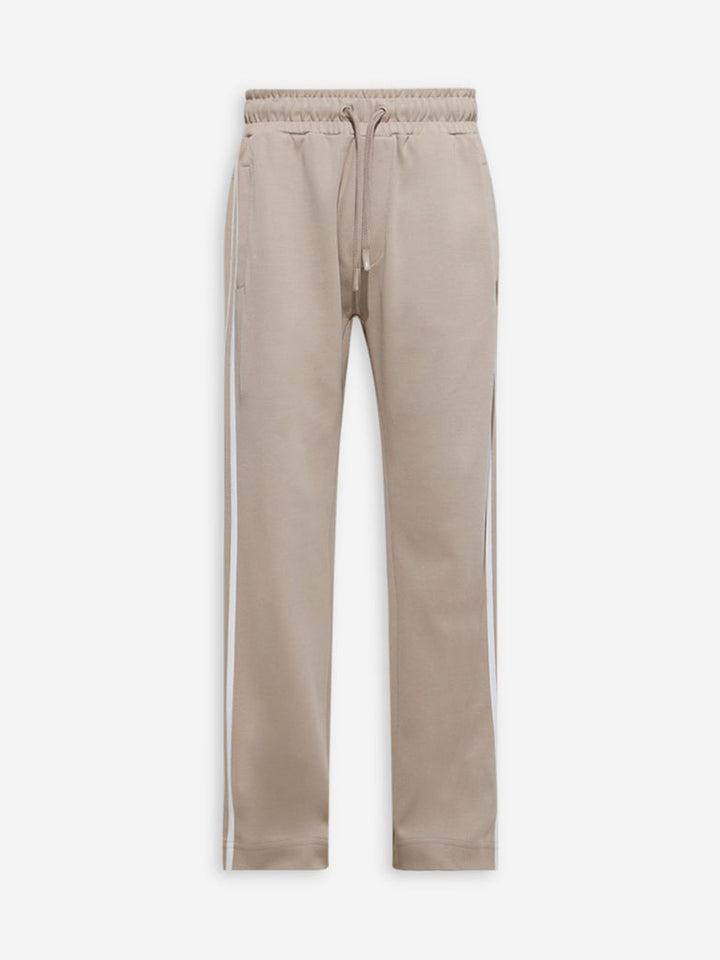 Studiofit Beige Relaxed-Fit Cotton-Blend Track Pants