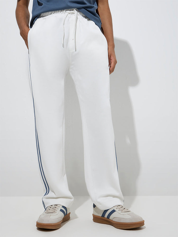 Studiofit White Relaxed-Fit Cotton-Blend Track Pants