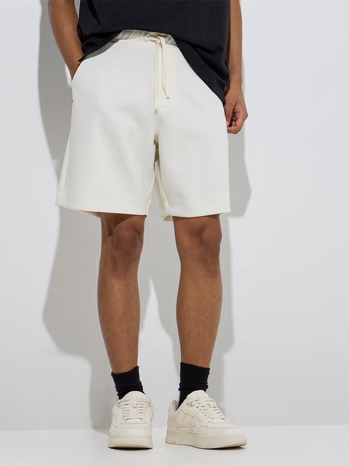 Studiofit Off-White Relaxed-Fit Mid-Rise Shorts
