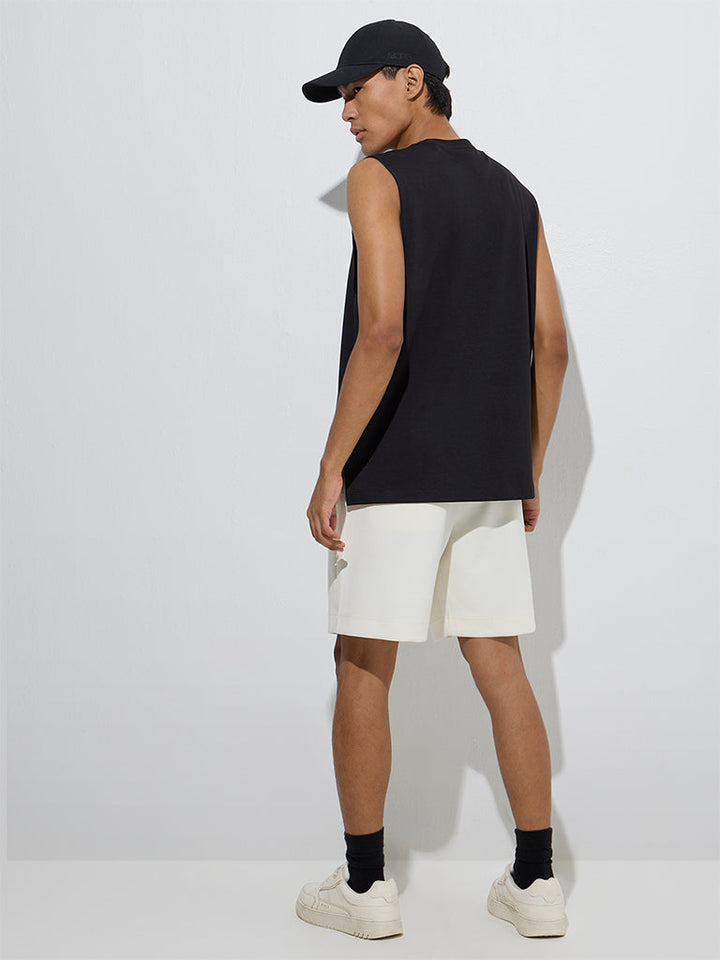 Studiofit Off-White Relaxed-Fit Mid-Rise Shorts