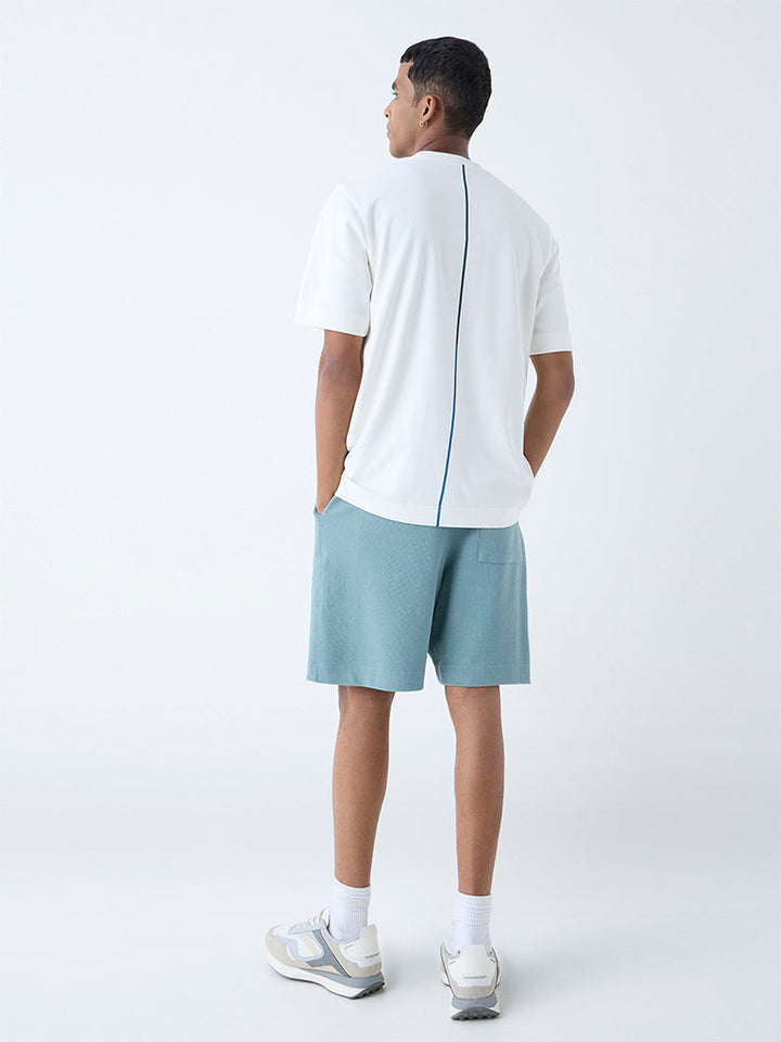 Studiofit Light Teal Relaxed-Fit Cotton-Blend Shorts