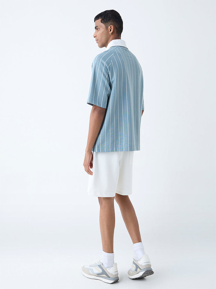 Studiofit White Relaxed-Fit Mid-Rise Cotton-Blend Shorts