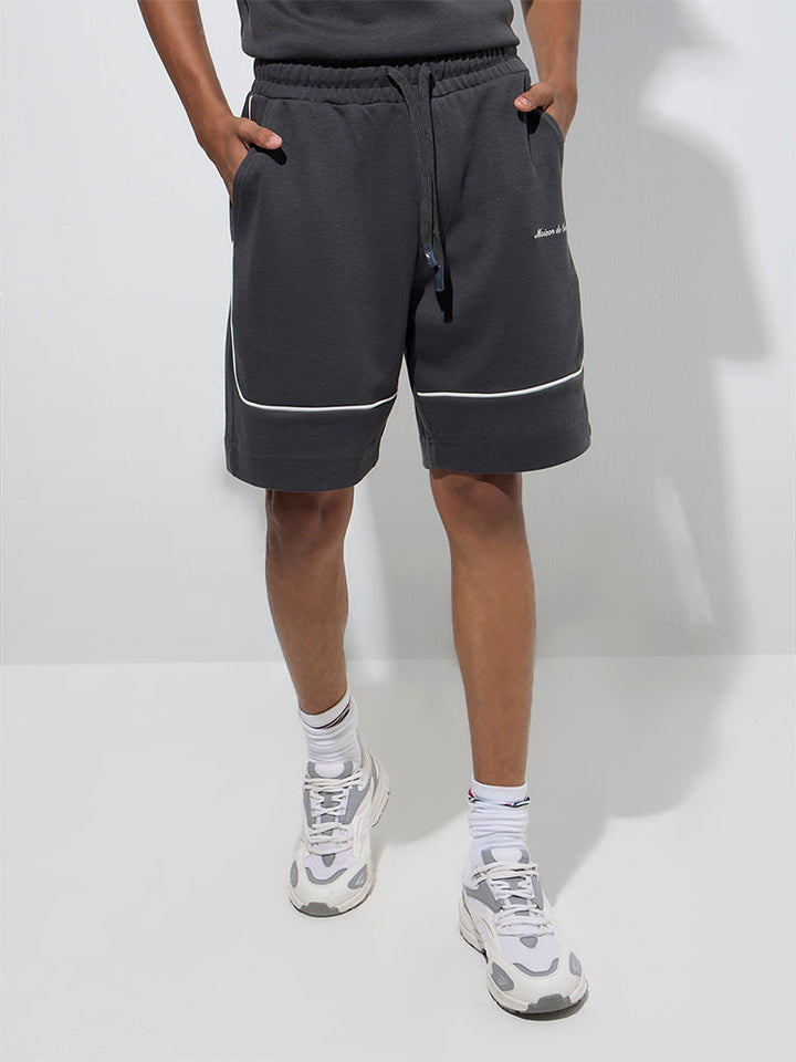 Studiofit Charcoal Relaxed-Fit Cotton-Blend Shorts