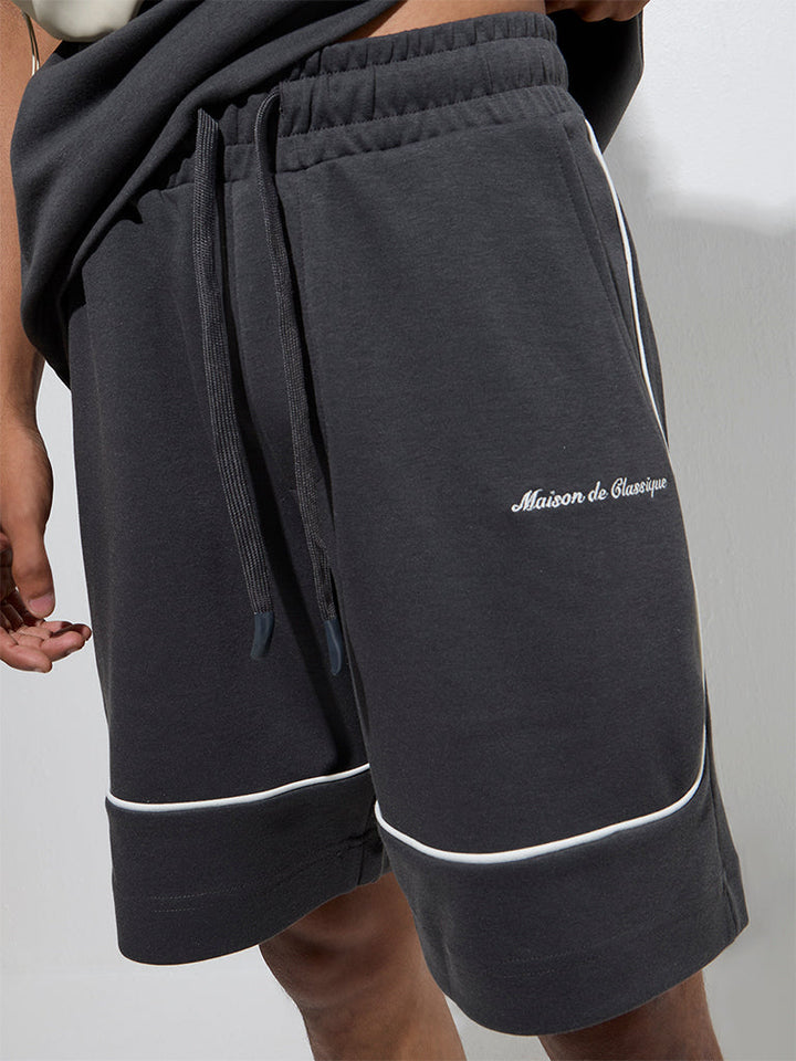 Studiofit Charcoal Relaxed-Fit Cotton-Blend Shorts