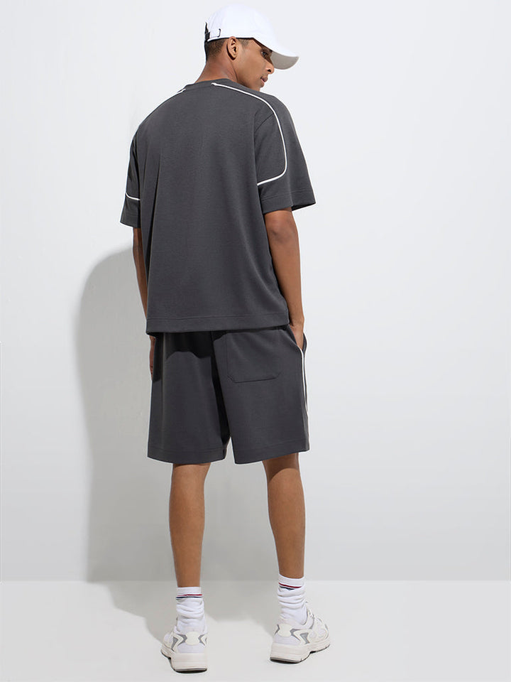 Studiofit Charcoal Relaxed-Fit Cotton-Blend Shorts